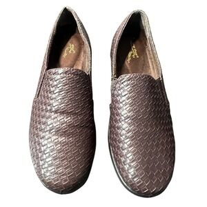Easy Street Comfort Wave Women's Brown Woven Slip-On Loafers Shoes Size US 7.5 M